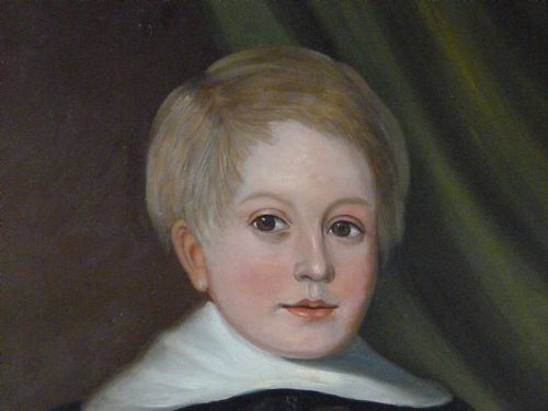 PORTRAIT OF A BOY WITH HIS PETS C1850 PROVINCIAL ENGLISH SCHOOL - ADDITIONAL PHOTO 2