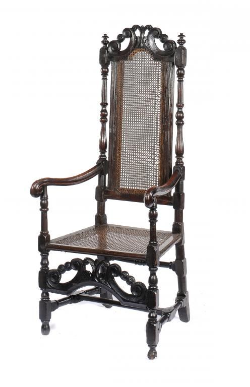 Queen Anne Ebonised and Caned Armchair C.1710-20.