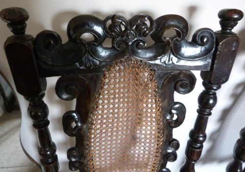 fig 2. Pair of William III ebonised and caned chairs c.1700.