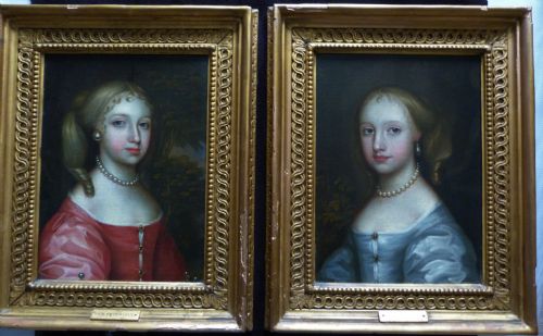 Pair of Portraits of Two Girls of the Howard Family C.1650: Attributed to Remigius Van Leemput.