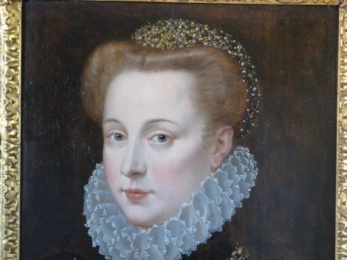 fig 1. SOLD....Portrait of a Lady, traditionally identified as Mary Queen of Scots (1542 - 1587), Circle of Francois Clouet.