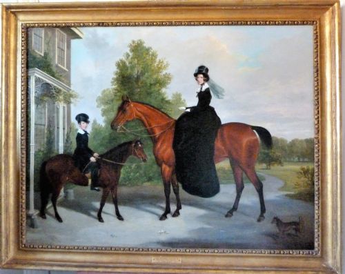 Portrait of Lady Antrobus and Her Son on Horseback C. 1855, by James Loder of Bath.