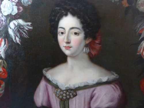 fig 1. Portrait of a Lady within a garland of flowers c.1670: Studio or Circle of Jakob Ferdinand Voet.