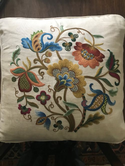 Fine Needlework Cushion C.1920 in Jacobean Style.