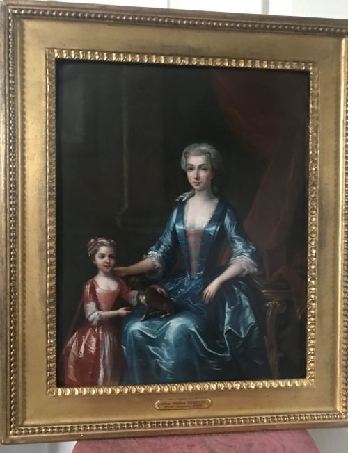 Portrait of a Lady, Her Daughter, and a Pet Dog, 1731: By John and William Verelst.