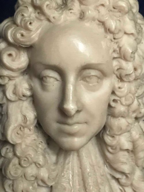 fig 2. A wax portrait bust of James II, early 18th century, in the manner of David Le Marchand.
