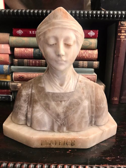 Portrait of Beatrice: Marble and Alabaster Bust C.1900 by Giuseppe Bessi.
