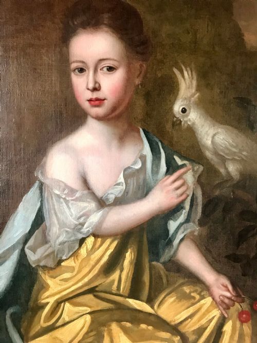 fig 1. Portrait of a Young Girl with a Parrot c.1700, Circle of Robert Byng.