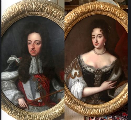 pair of portraits of king william and queen mary after wissing - CATEGORY: ANTIQUE ART - DATED 17TH CENTURY