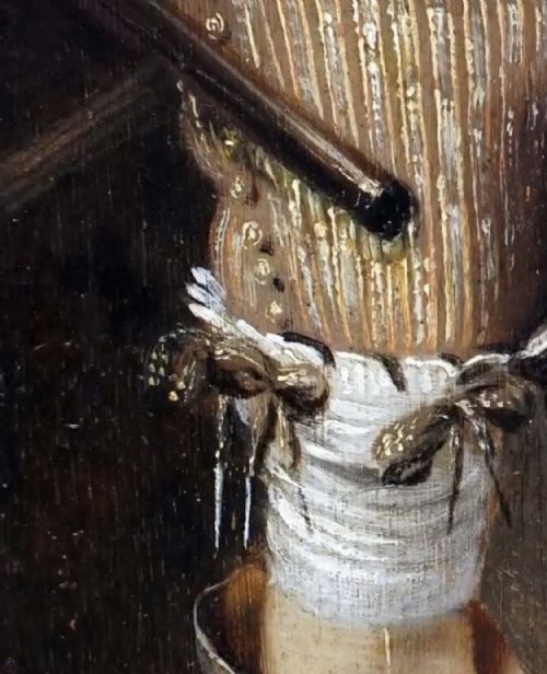 fig 2. A full-length oil portrait depicting a 17th-century military commander standing beside a plumed helmet, set within a dark timber frame with a gold slip.