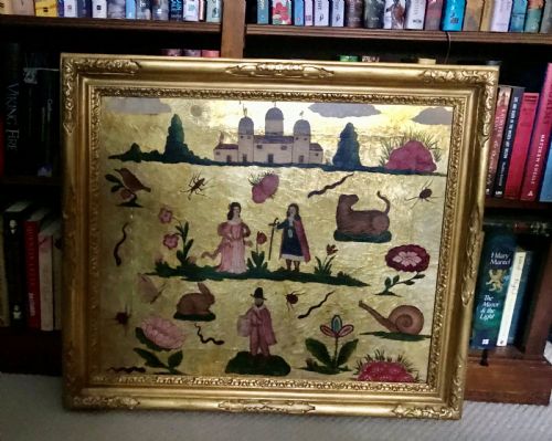 fig 1. Rare 17th century painting on gilded leather.