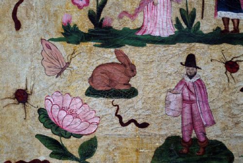 fig 3. Rare 17th century painting on gilded leather.