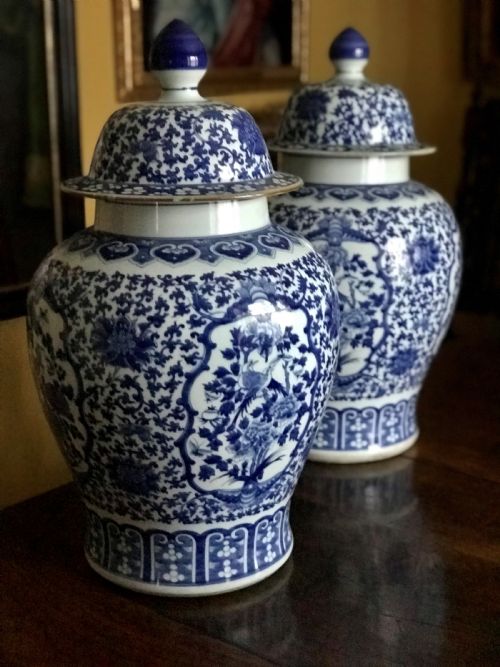Pair of Large Chinese Temple Jars, Qing Dynasty.
