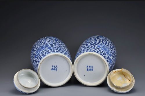 fig 2. Pair of Chinese porcelain jars, Qing Dynasty.
