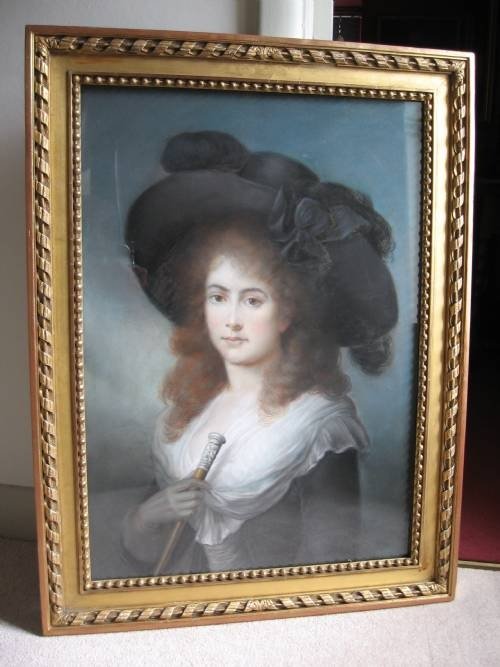 fig 1. SOLD...Portrait of a Lady c.1785, thought to be Georgiana, Duchess of Devonshire;  attributed to John Russell R.A.