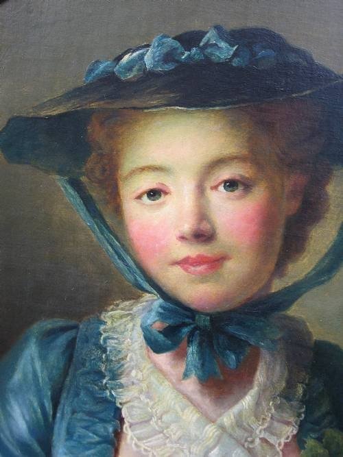fig 1. SOLD.....Portrait of a Young Lady c. 1765; Circle of Francois-Hubert Drouais