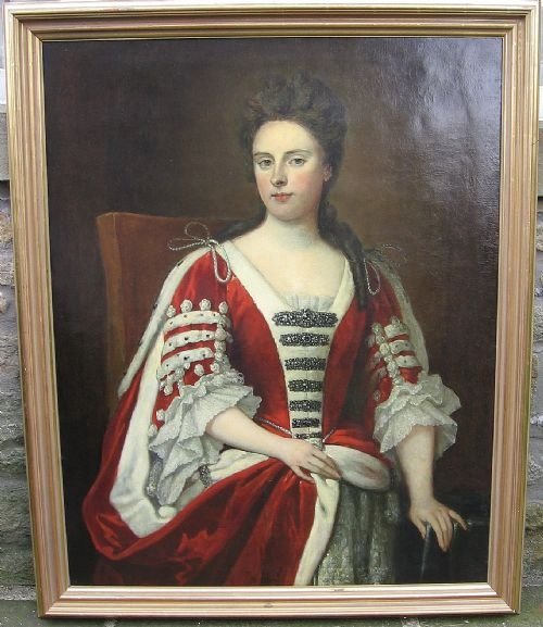 Sold...portrait of Elizabeth Pope, Countess of Lindsey C.1695; Circle of Kneller