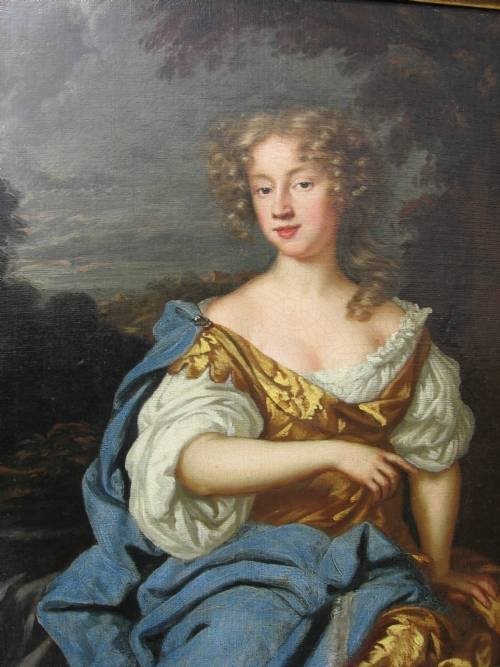 fig 1. SOLD....Portrait of Jane Bickerton, Duchess of Norfolk (?), Circle of Lely c.1678
