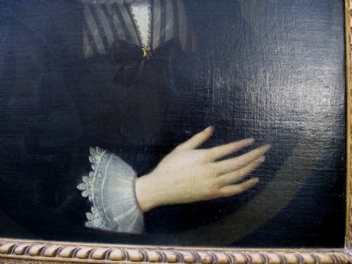 fig 3. SOLD....Portrait of a Lady in a Black Hat c.1630; Studio of Cornelius Johnson