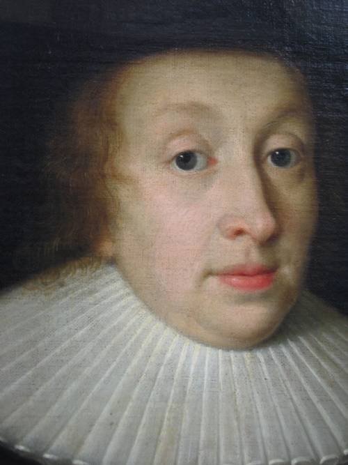 fig 2. SOLD....Portrait of a Lady in a Black Hat c.1630; Studio of Cornelius Johnson