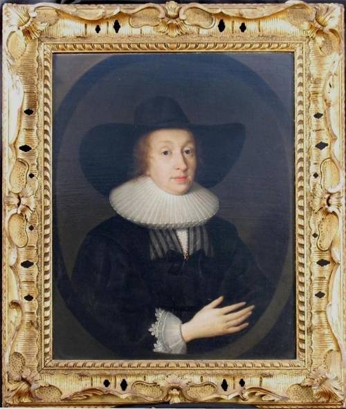 Sold....portrait of a Lady in a Black Hat C.1630; Studio of Cornelius Johnson