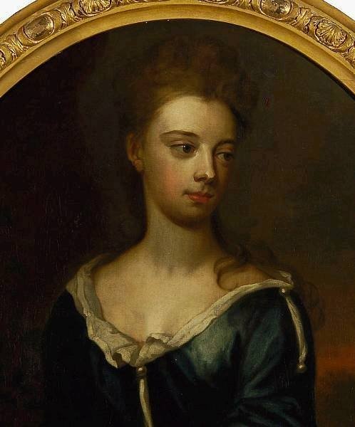 fig 1. SOLD....Portrait of a Young Lady (Hon Catherine Alington ?) with a Parrot c.1695; Circle of Kneller