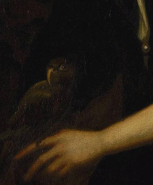 fig 3. SOLD....Portrait of a Young Lady (Hon Catherine Alington ?) with a Parrot c.1695; Circle of Kneller