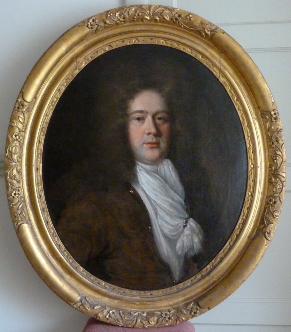 SOLD....Portrait of Sir Nathaniel Johnson c.1680, later Governor of Carolina: Attributed to John Riley.