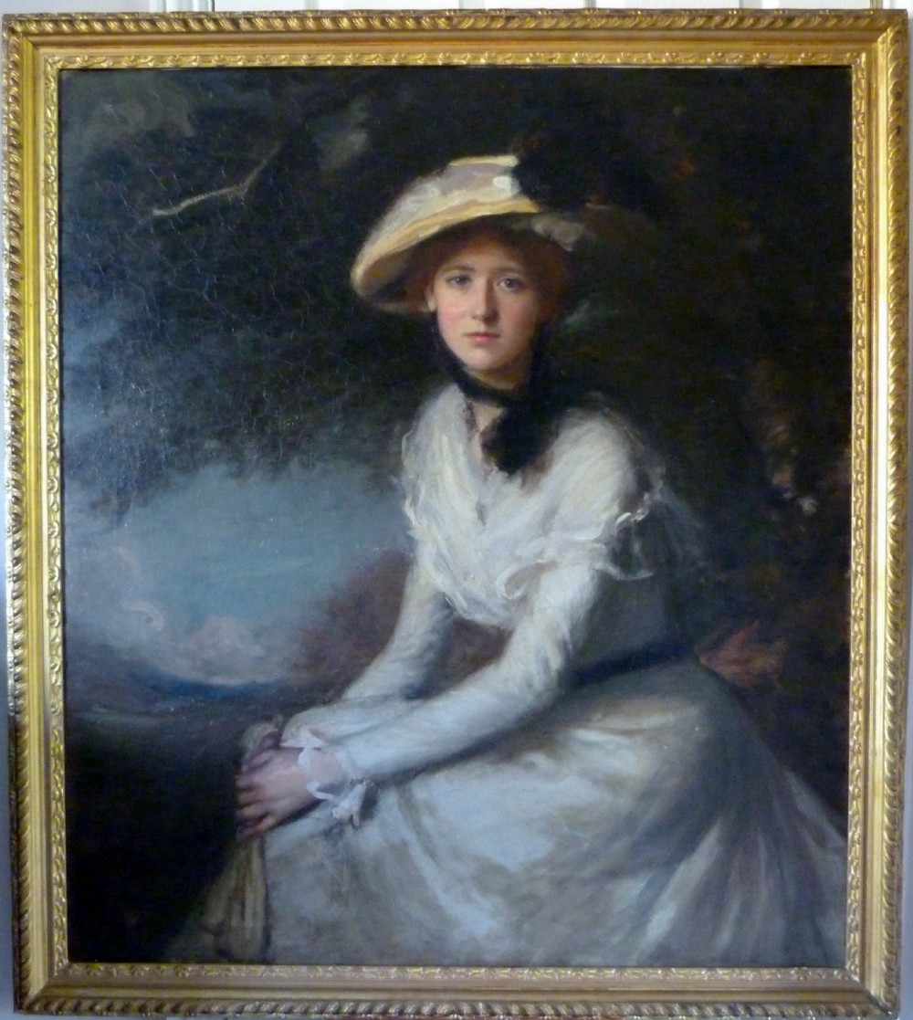 Portrait of a Young Lady in White c.1910, by Frank W. Carter RBA, RP.