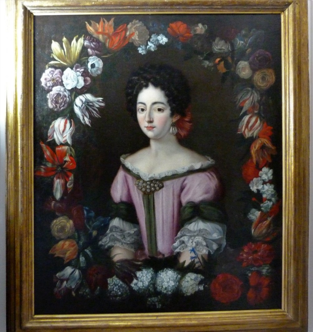 Portrait of a Lady within a garland of flowers c.1670: Studio or Circle of Jakob Ferdinand Voet.