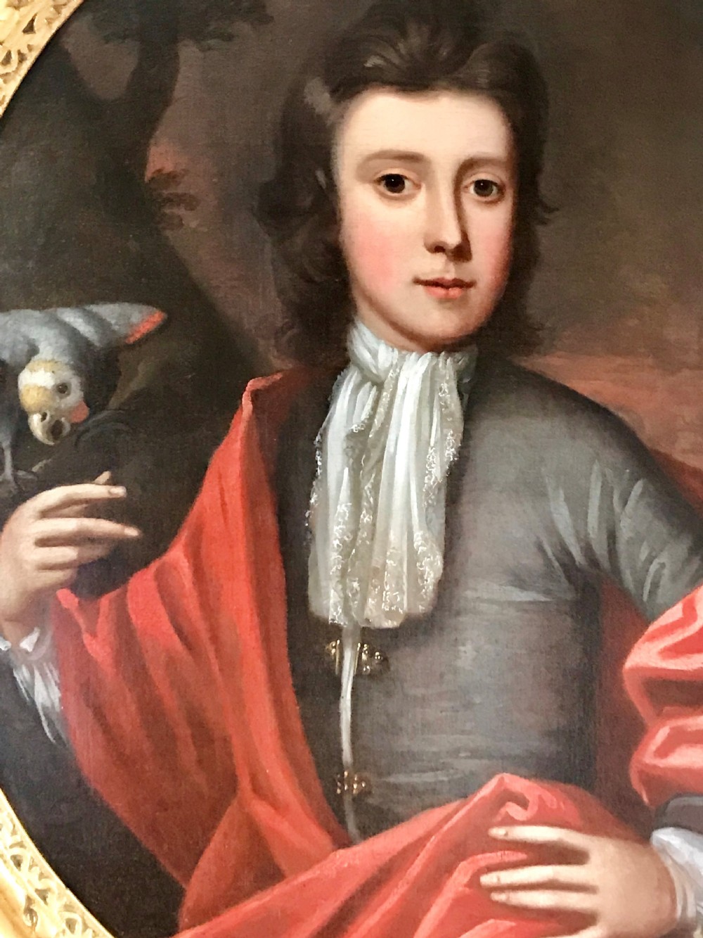 Portrait of a Boy and his Parrot c.1700; Attributed to Edward Byng. View II