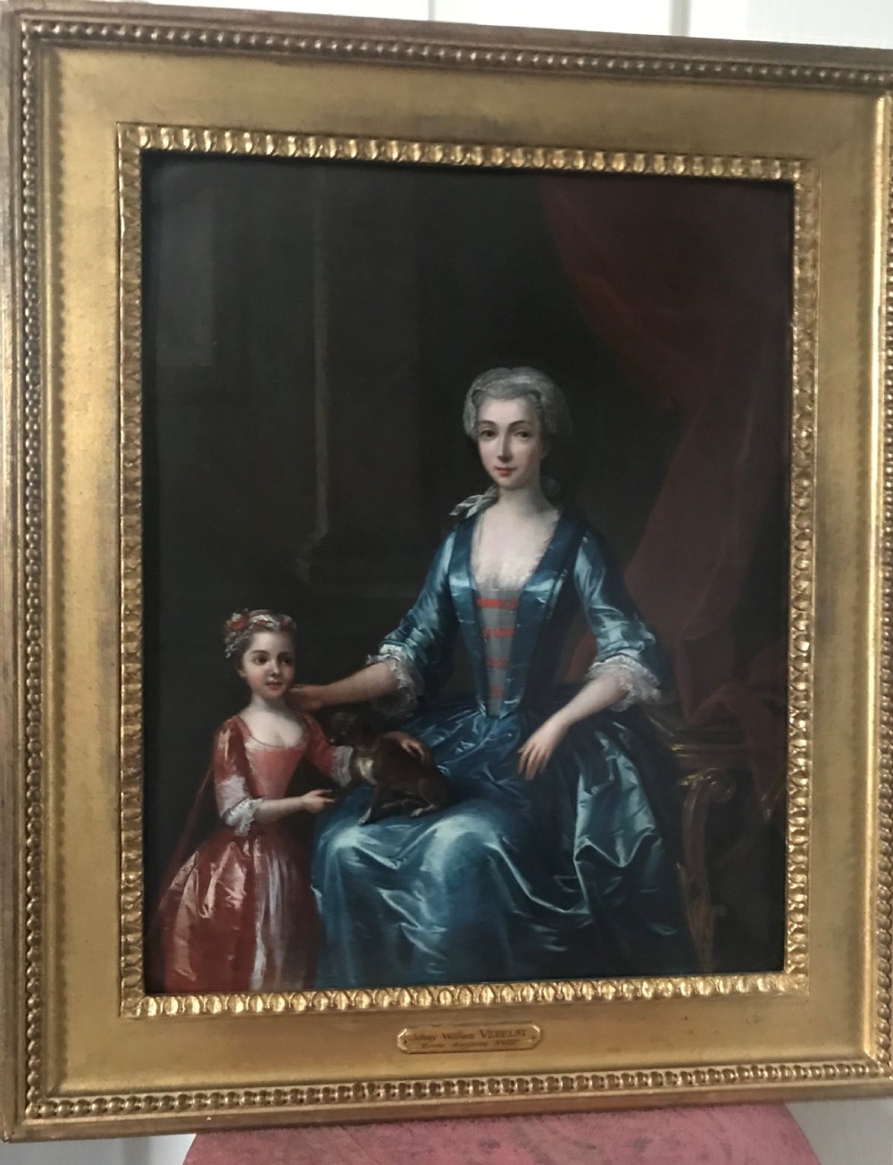 Portrait of a Lady, Her Daughter, and a Pet Dog, 1731: by John and William Verelst.