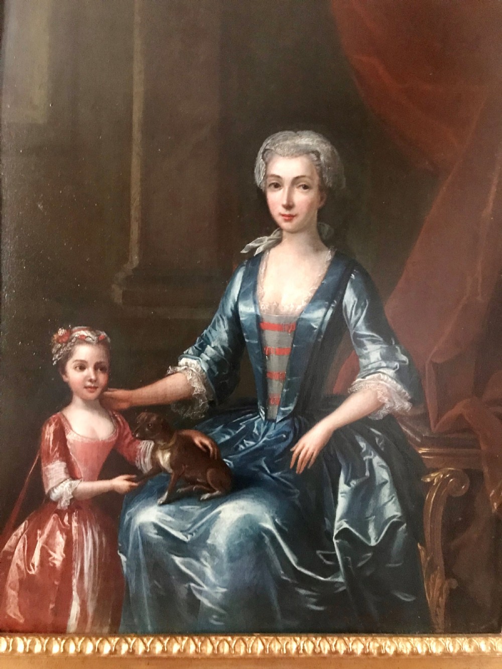 Portrait of a Lady, Her Daughter, and a Pet Dog, 1731: by John and William Verelst. View II