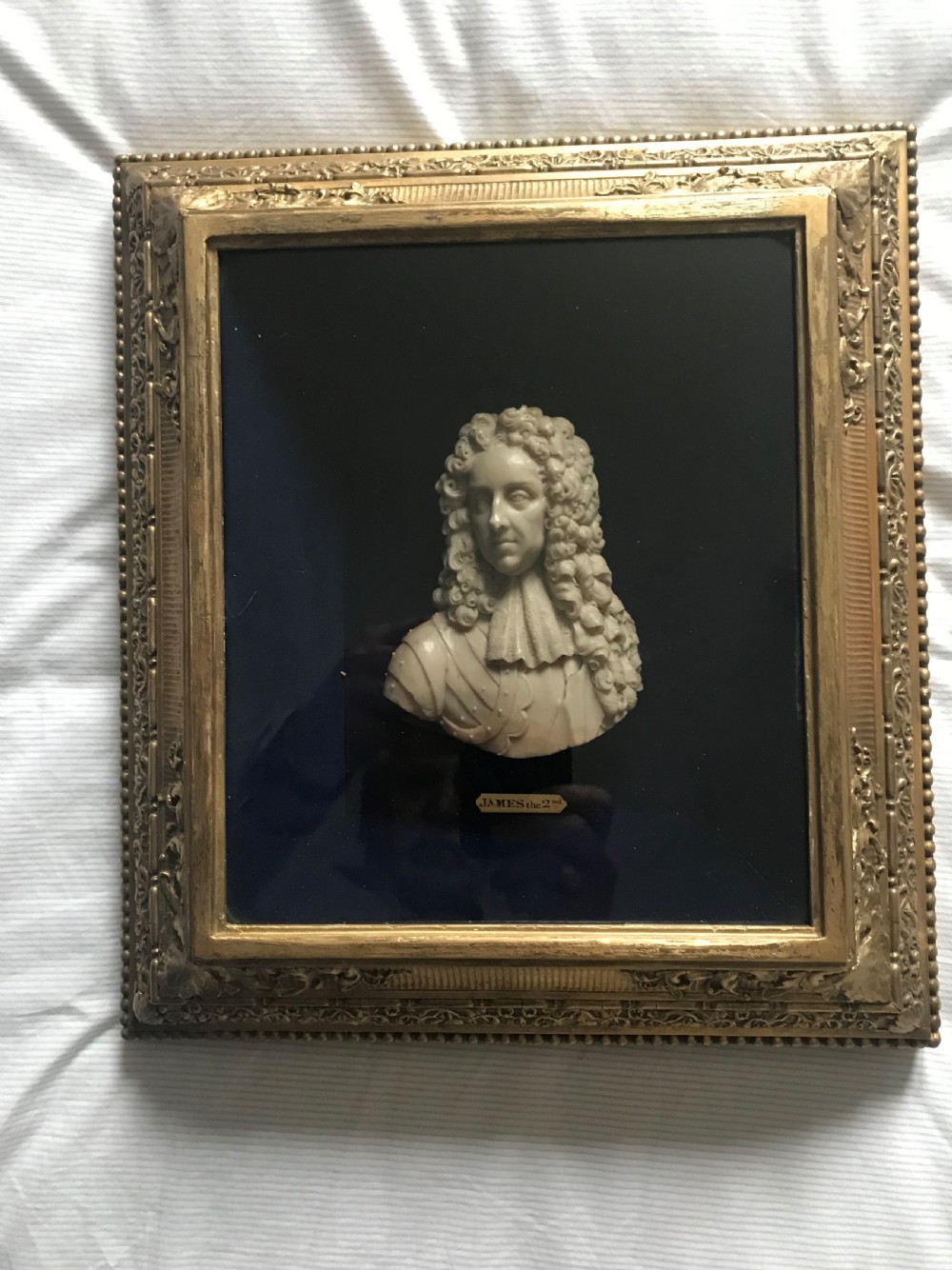 A wax portrait bust of James II, early 18th century, in the manner of David Le Marchand. View V