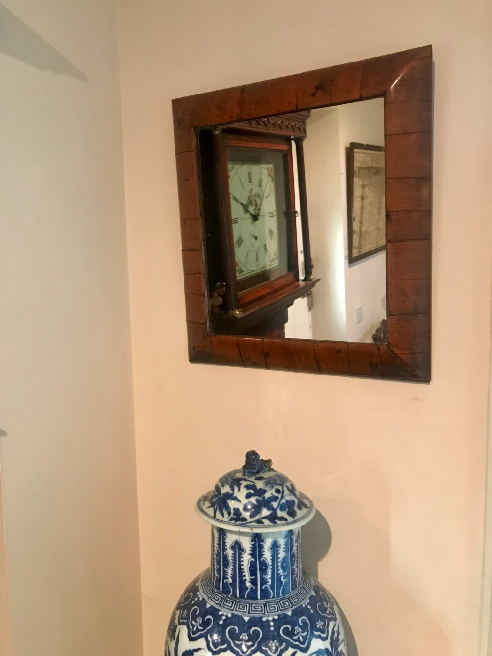 William and Mary walnut framed mirror.