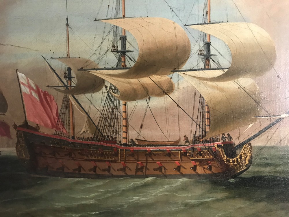 Portrait of a Royal Navy warship; attributed to Robert Woodcock (1690-1728) View III