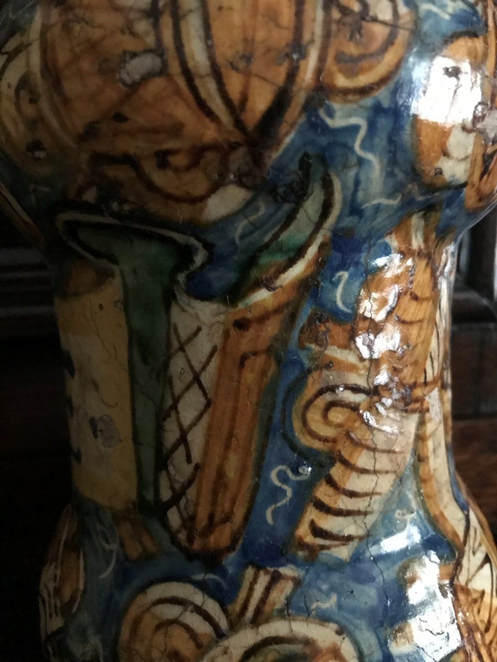 Polychrome maiolica albarello 16th century. View IV