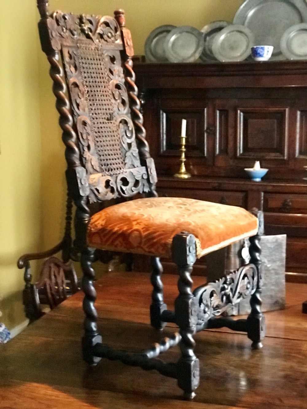 Charles II carved walnut chair c.1675-85. View II