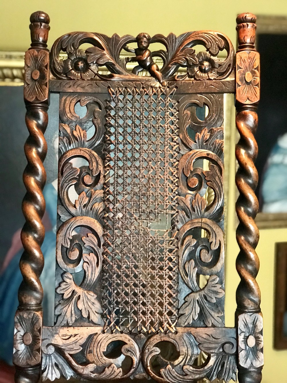 Charles II carved walnut chair c.1675-85. View V