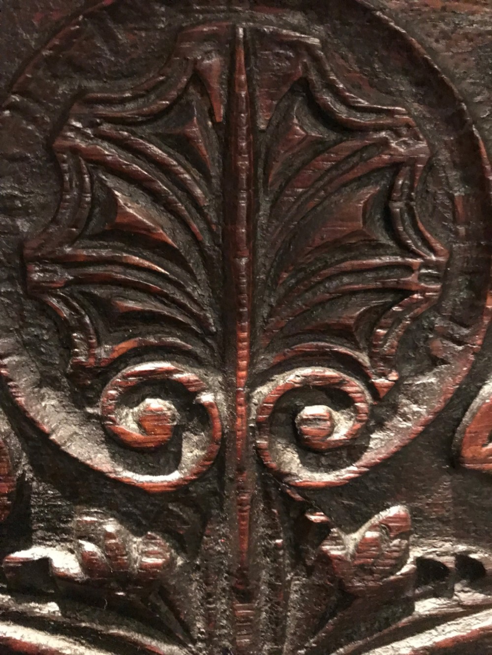 Inlaid and carved oak wainscot chair c.1650 and later. View VI
