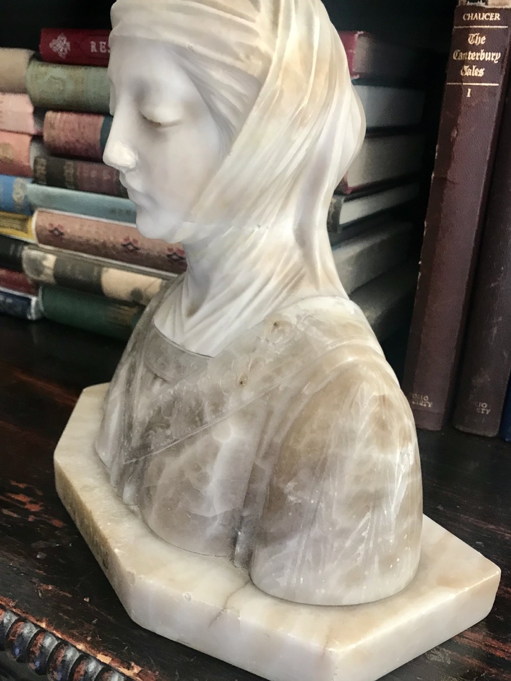 Portrait of Beatrice: Marble and Alabaster Bust c.1900 by Giuseppe Bessi.
 View III