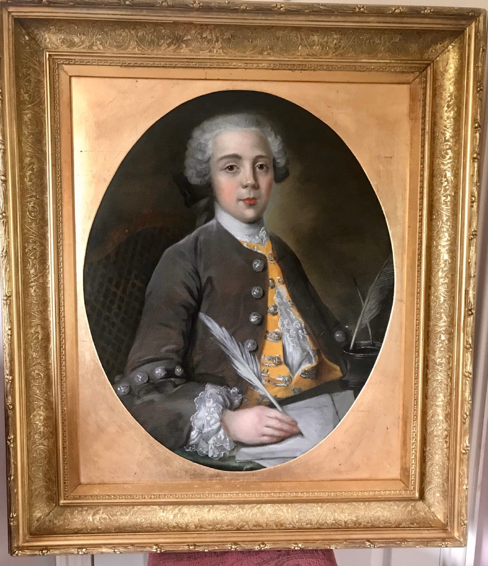 Portrait of a Young Man Writing c.1760; Studio or Circle of Drouais.