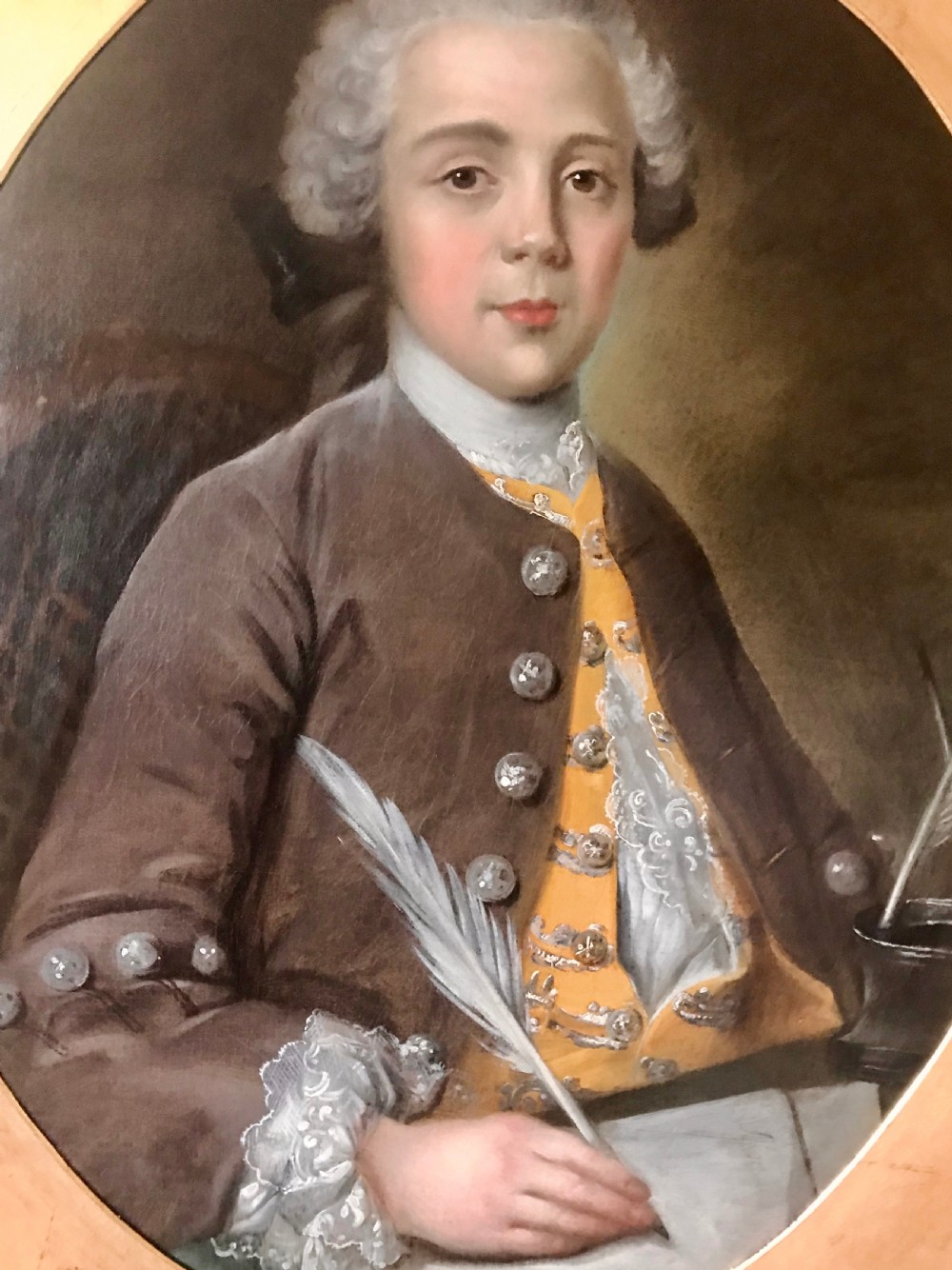 Portrait of a Young Man Writing c.1760; Studio or Circle of Drouais. View II