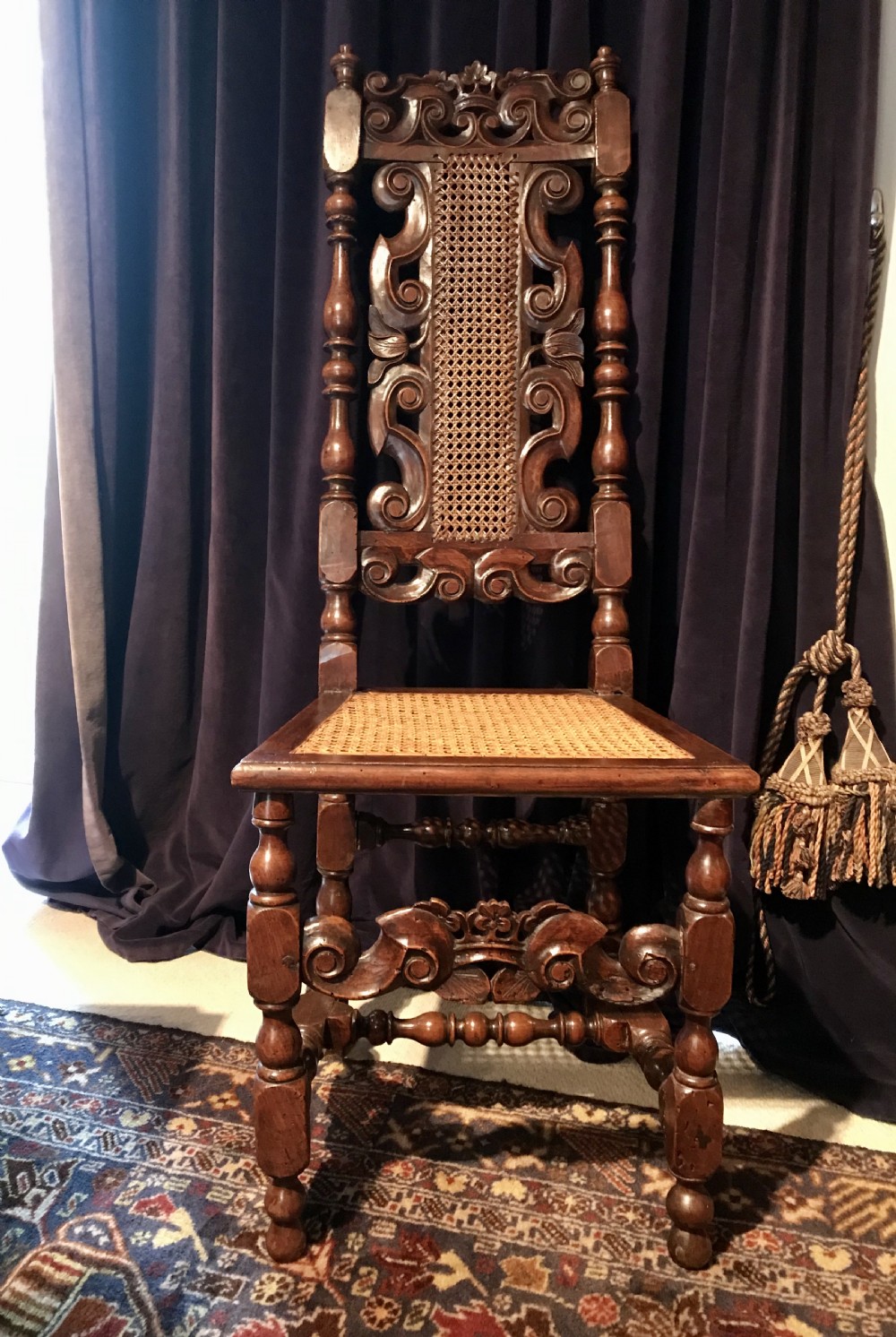 A carved James II chair c.1685.