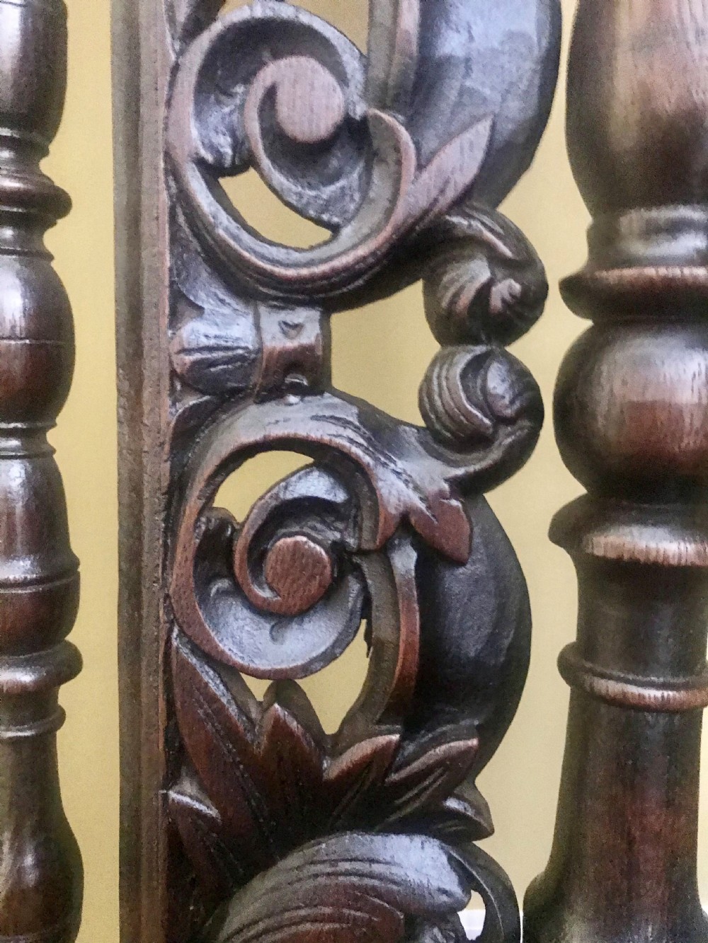 A Fine Pair of Carved Oak Highback chairs c.1690. View VII