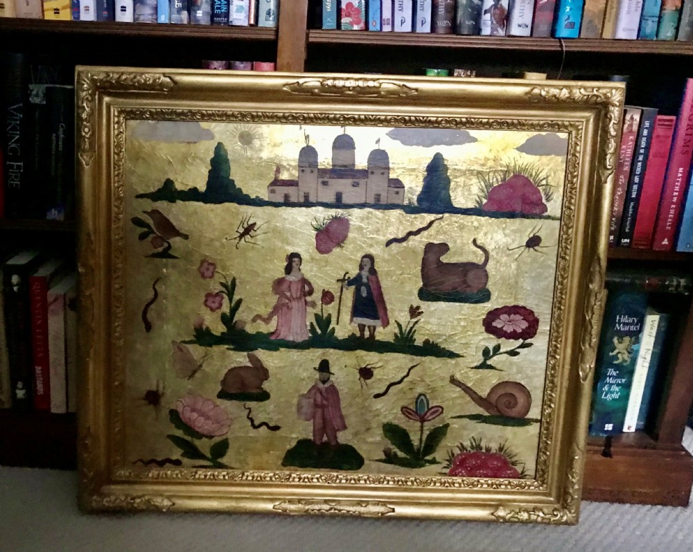 Rare 17th century painting on gilded leather. View II