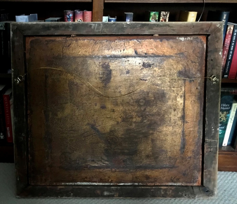 Rare 17th century painting on gilded leather. View V