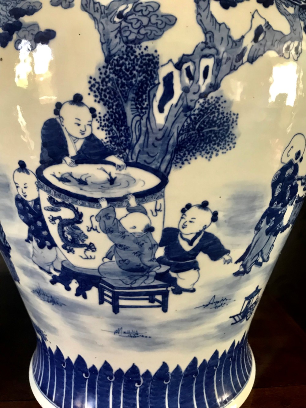 Pair Of Large Chinese Temple Jars, Qing Dynasty View III