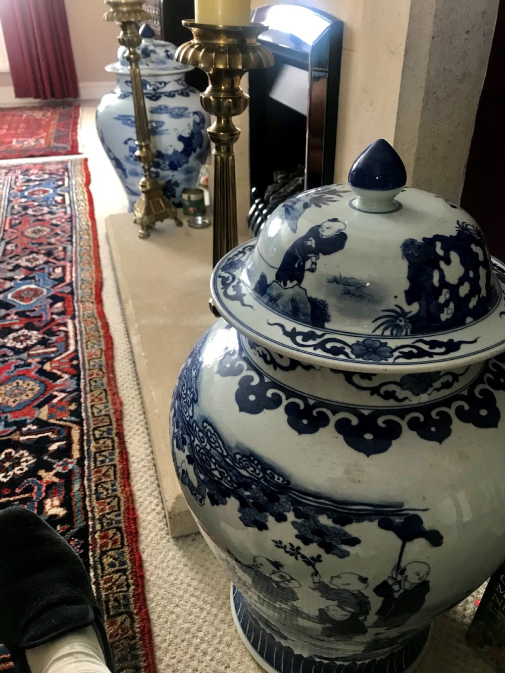 Pair Of Large Chinese Temple Jars, Qing Dynasty View IX