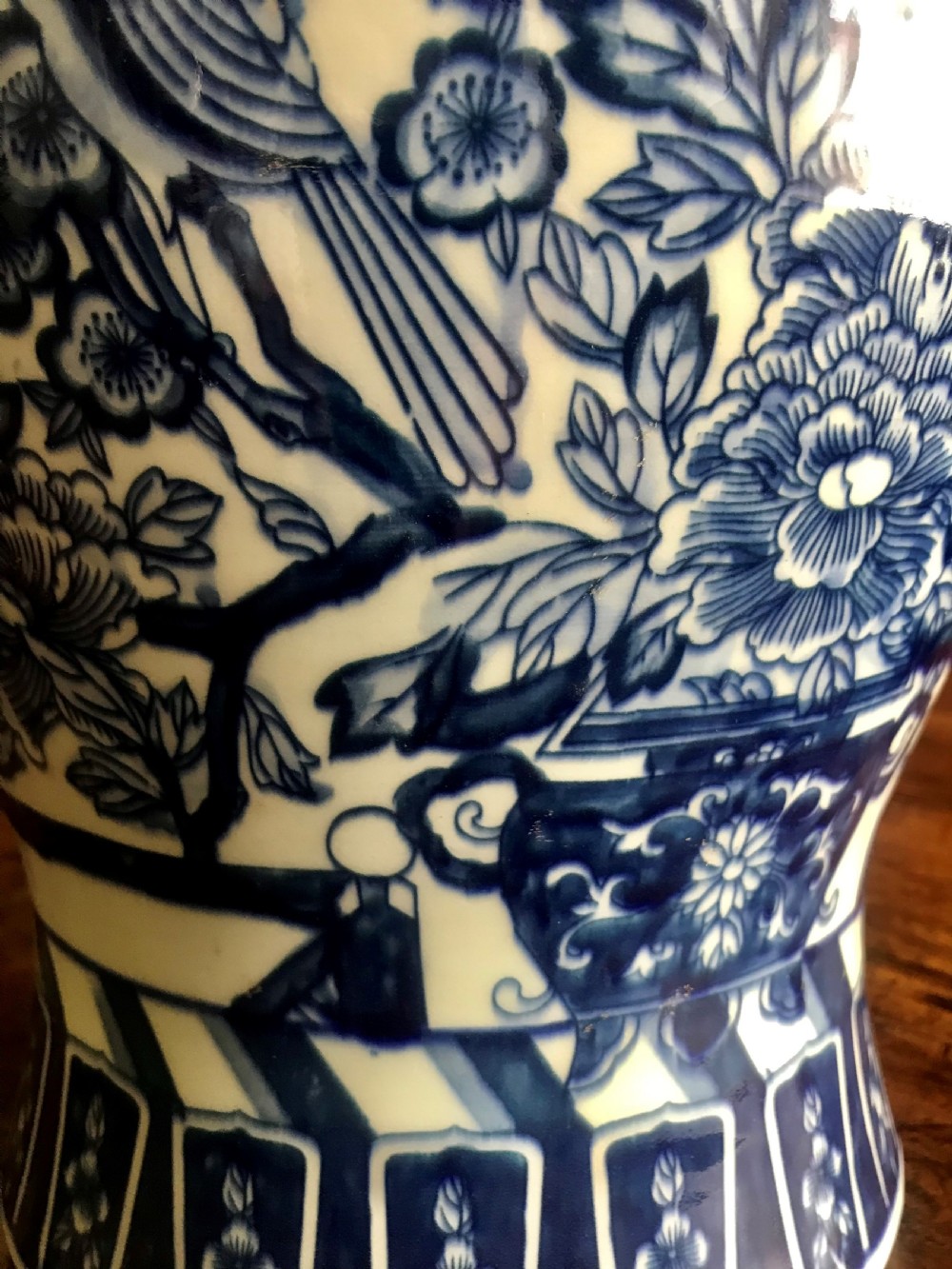 Large Qing Dynasty Chinese blue and white porcelain jar. View IV